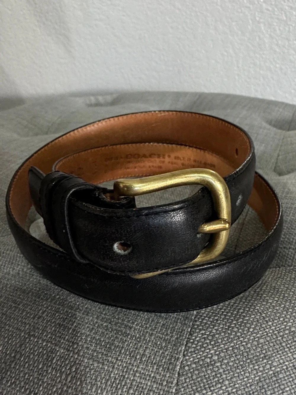 Coach vintage black leather belt brass hardware - Picture 1 of 10